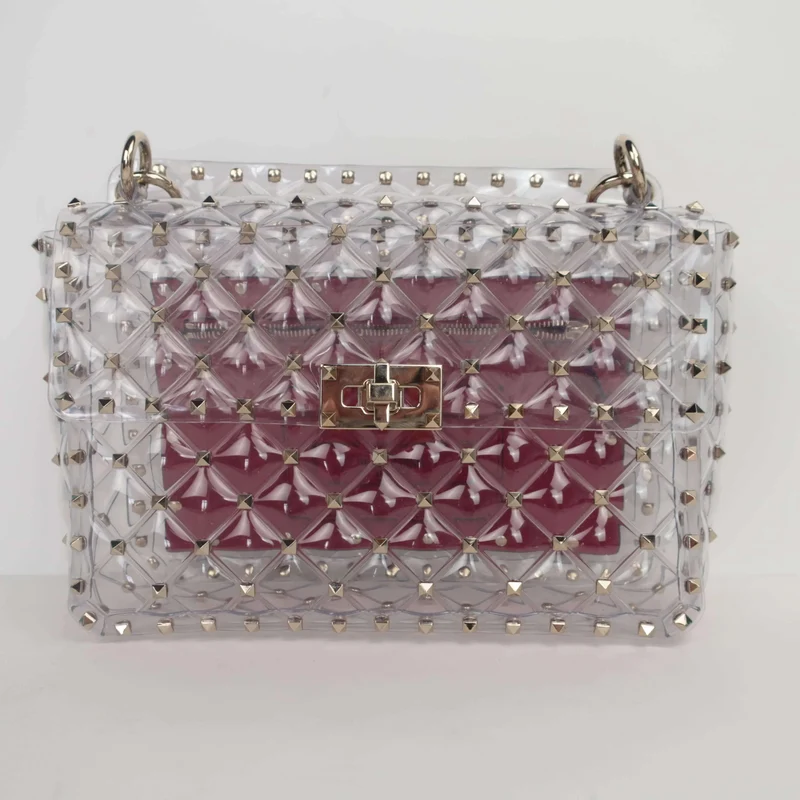 Valentino Rockstud Spike Plexi Medium Shoulder Bag
