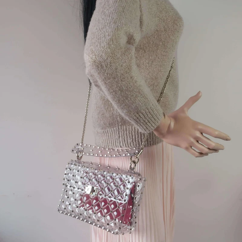 Valentino Rockstud Spike Plexi Medium Shoulder Bag