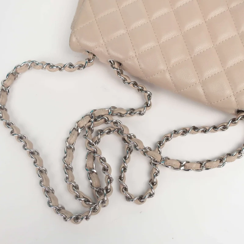 Chanel Single Flap Beige Caviar Jumbo bag