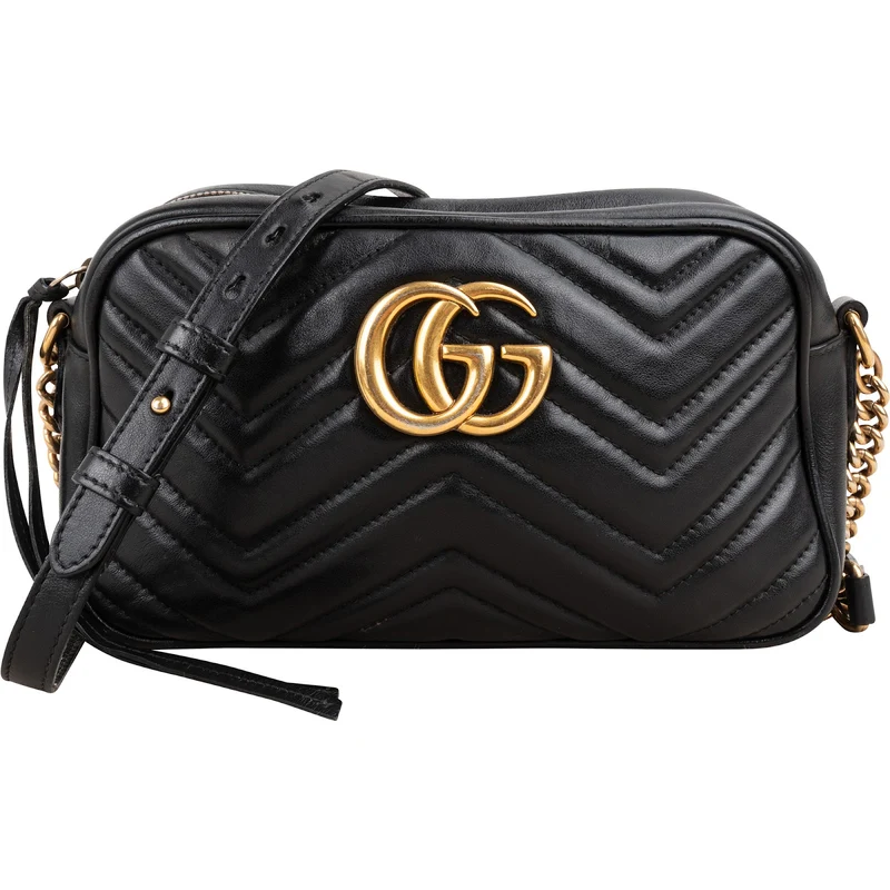 Gucci Chevron Matelassé Leather GG Marmont Medium Camera Crossbody Bag