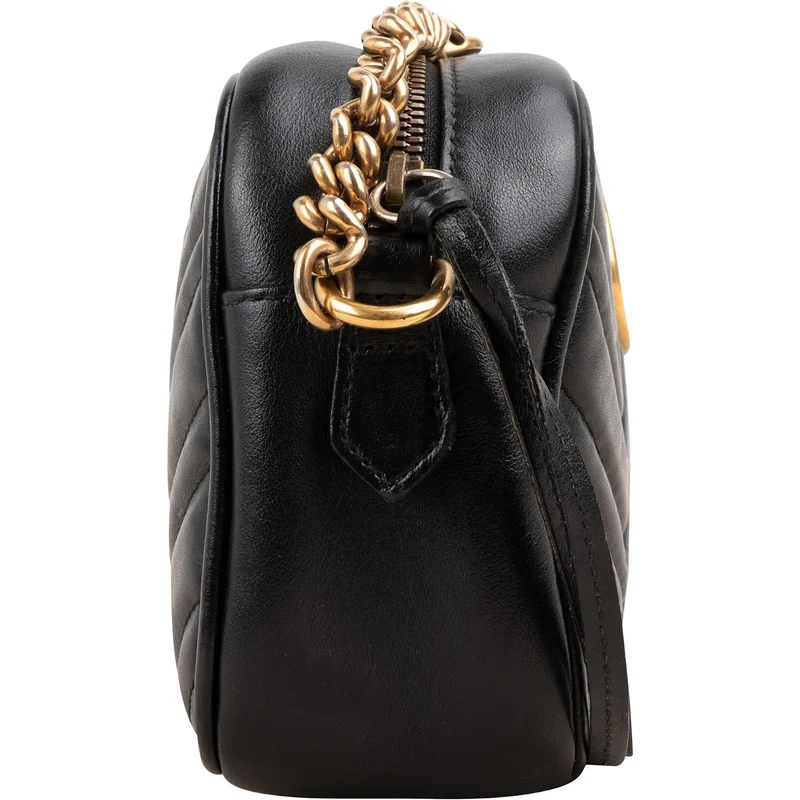 Gucci Chevron Matelassé Leather GG Marmont Medium Camera Crossbody Bag