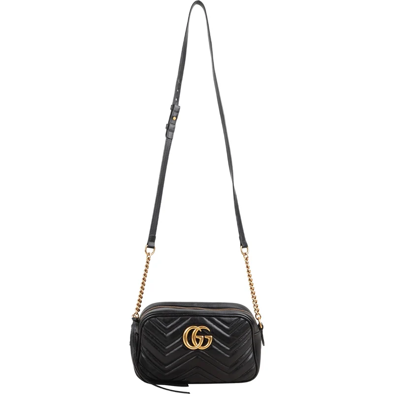 Gucci Chevron Matelassé Leather GG Marmont Medium Camera Crossbody Bag
