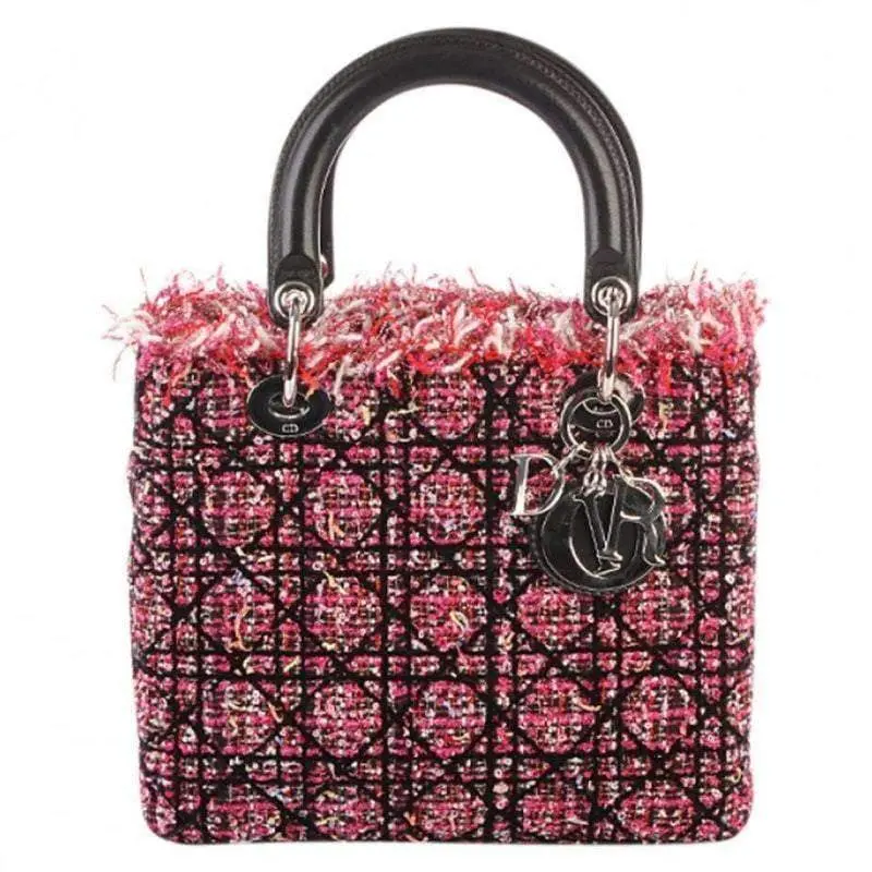 Dior Lady Dior Pink/Black/Fuchsia Tweed Bag Medium 2011 Bag