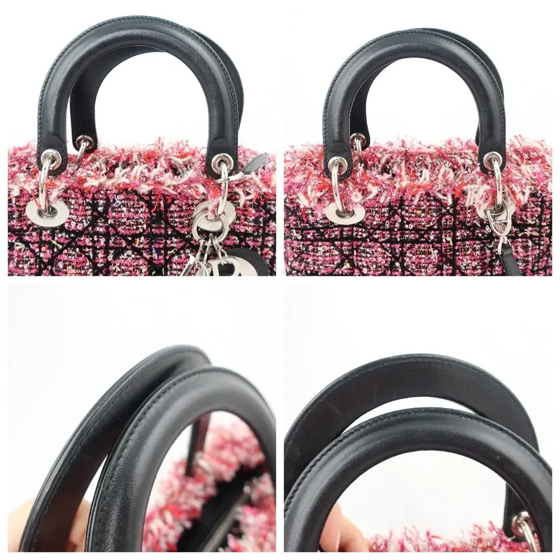 Dior Lady Dior Pink/Black/Fuchsia Tweed Bag Medium 2011 Bag