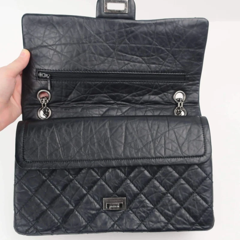 Chanel Reissue 2.55 Quilted Classic Lambskin Black Leather Bag