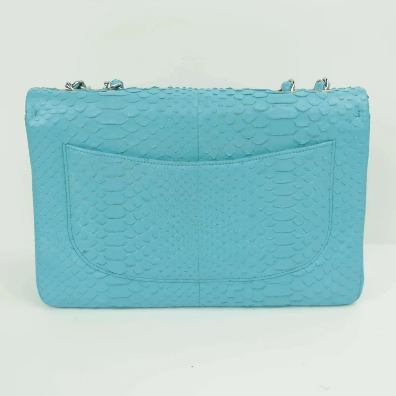 Chanel Blue Flap Jumbo Python Bag