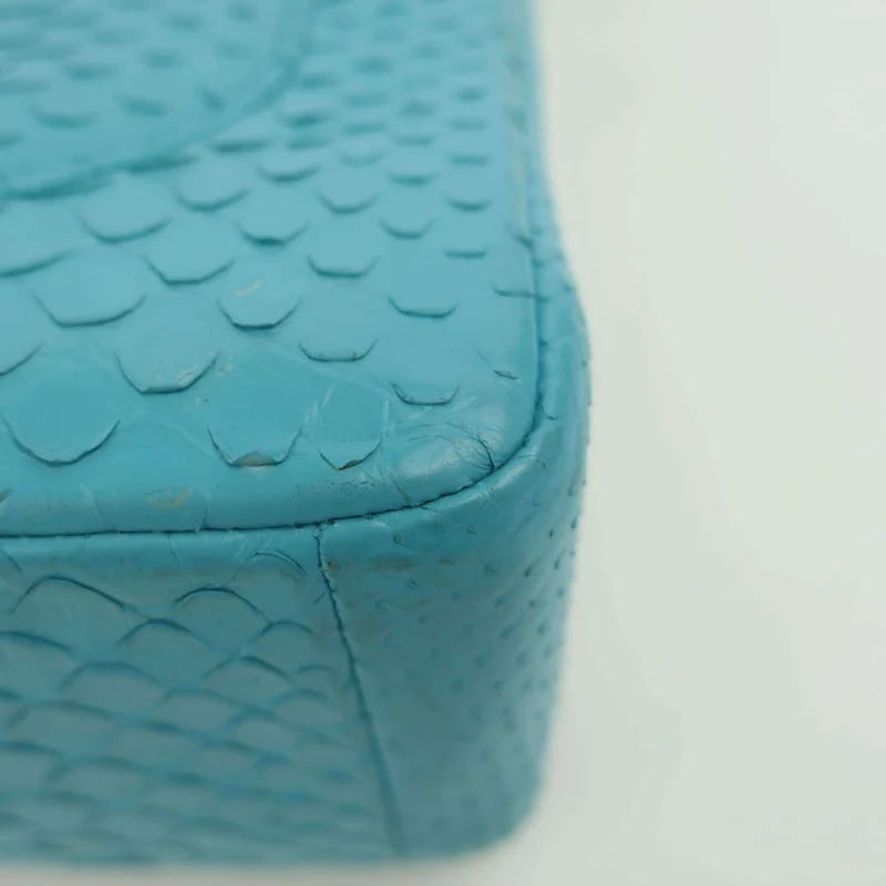 Chanel Blue Flap Jumbo Python Bag