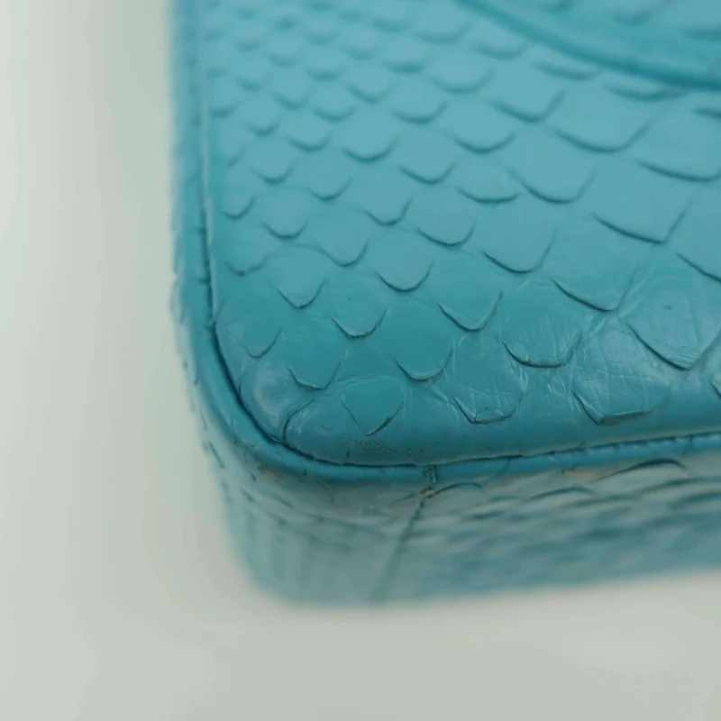 Chanel Blue Flap Jumbo Python Bag