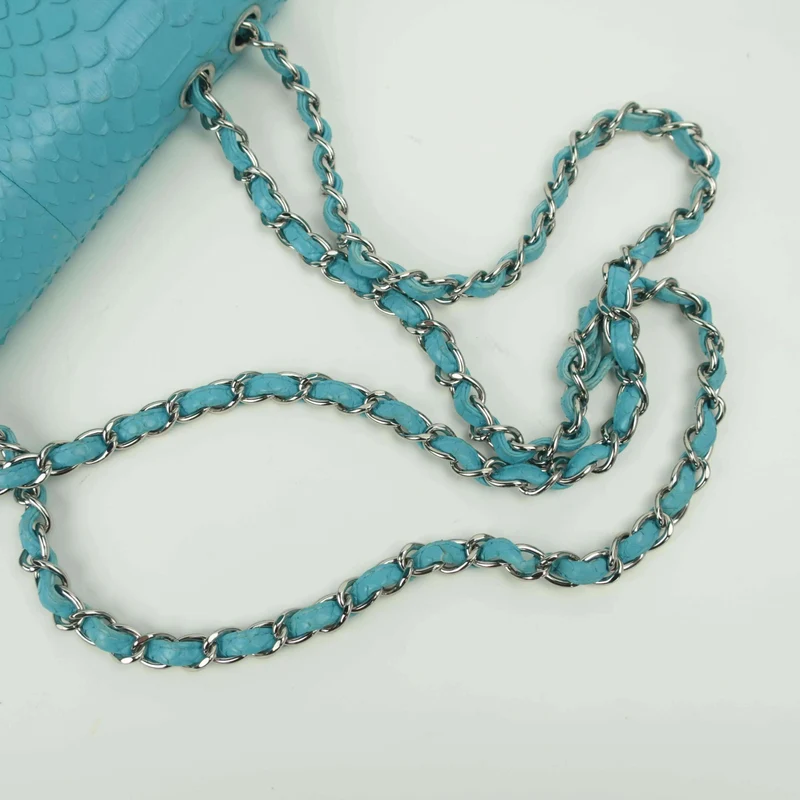 Chanel Blue Flap Jumbo Python Bag