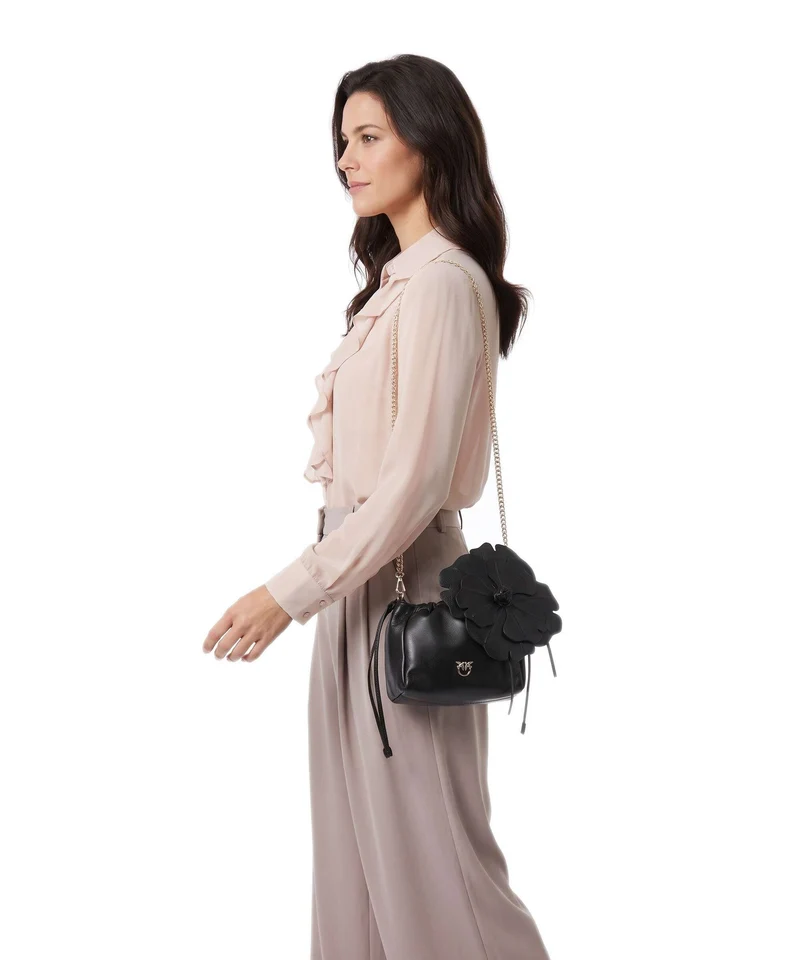 Pinko Flower Bucket Handtasche nero/limousine/oro