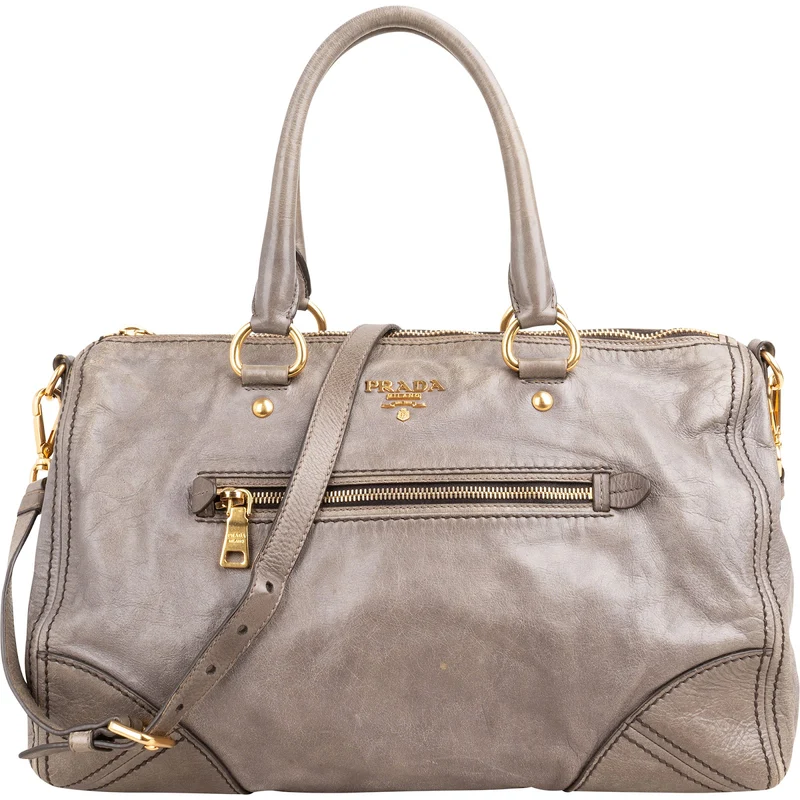 Prada Vitello Shine Leather Bauletto Satchel Handbag