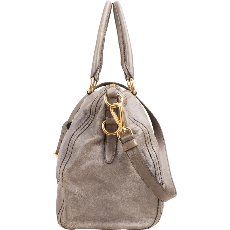Prada Vitello Shine Leather Bauletto Satchel Handbag