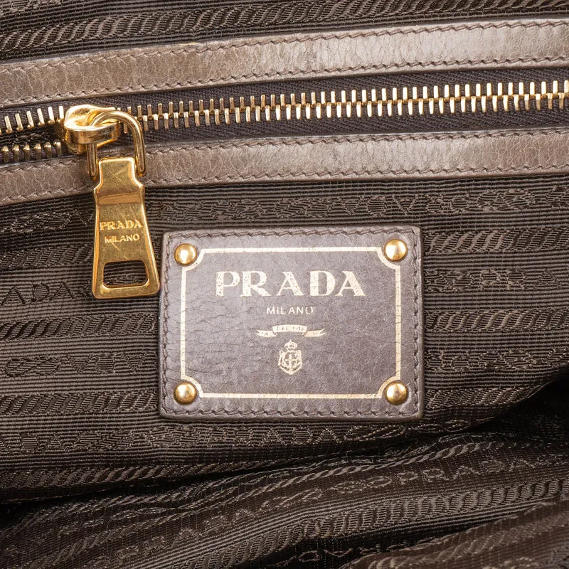 Prada Vitello Shine Leather Bauletto Satchel Handbag