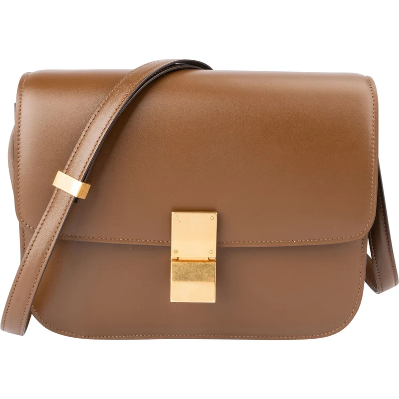 Celine Brown Calfskin Classic Box Medium Crossbody Bag