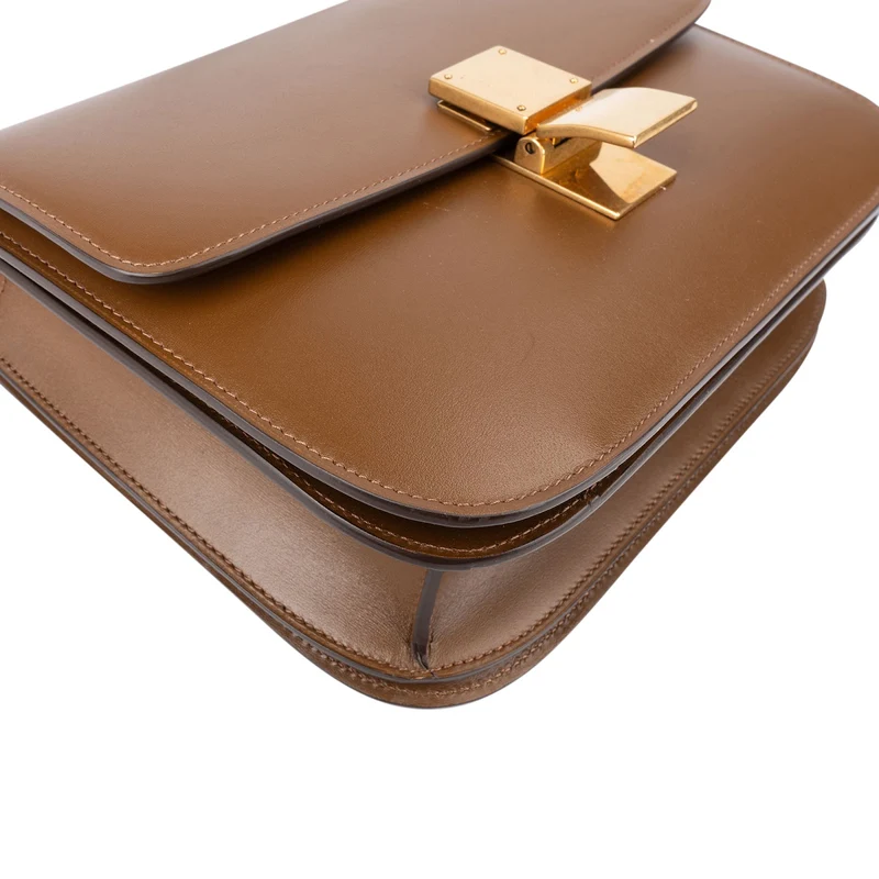 Celine Brown Calfskin Classic Box Medium Crossbody Bag