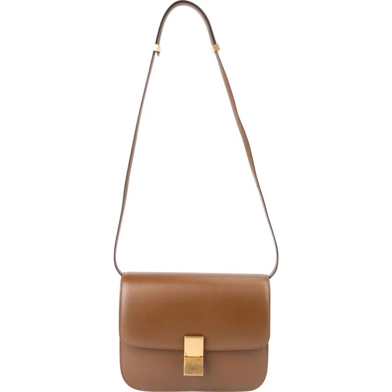 Celine Brown Calfskin Classic Box Medium Crossbody Bag
