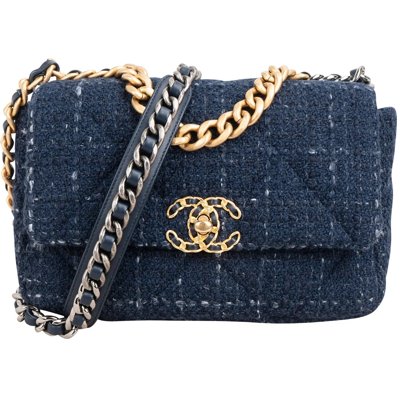 Chanel 19 Quilted Tweed Medium Single Flap Crossbody Bag