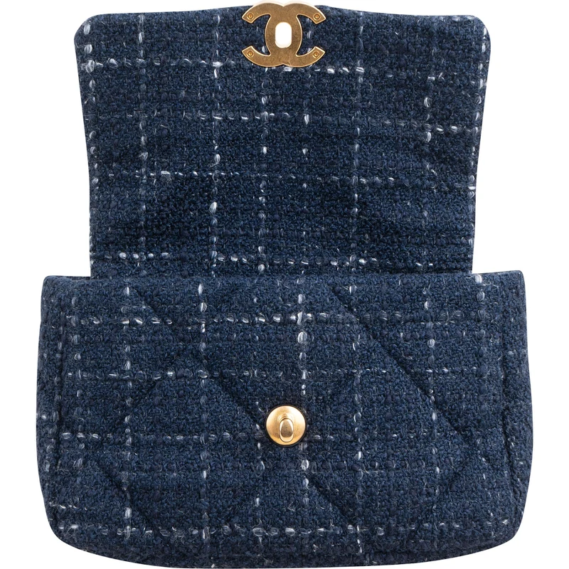 Chanel 19 Quilted Tweed Medium Single Flap Crossbody Bag