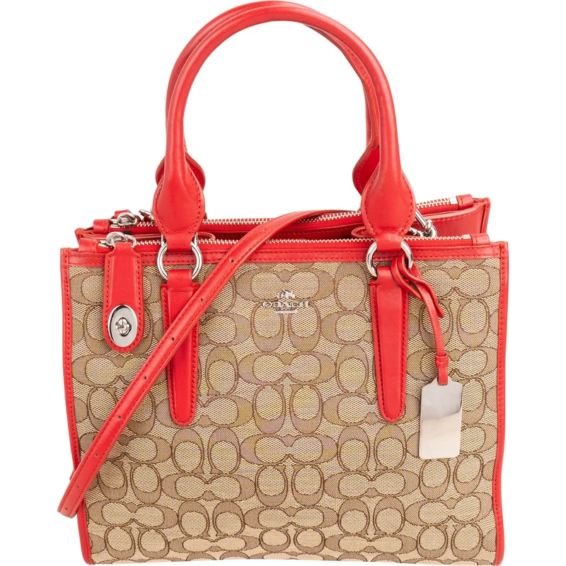 Coach Monogram Signature Canvas Turnlock Tote 26 Handbag