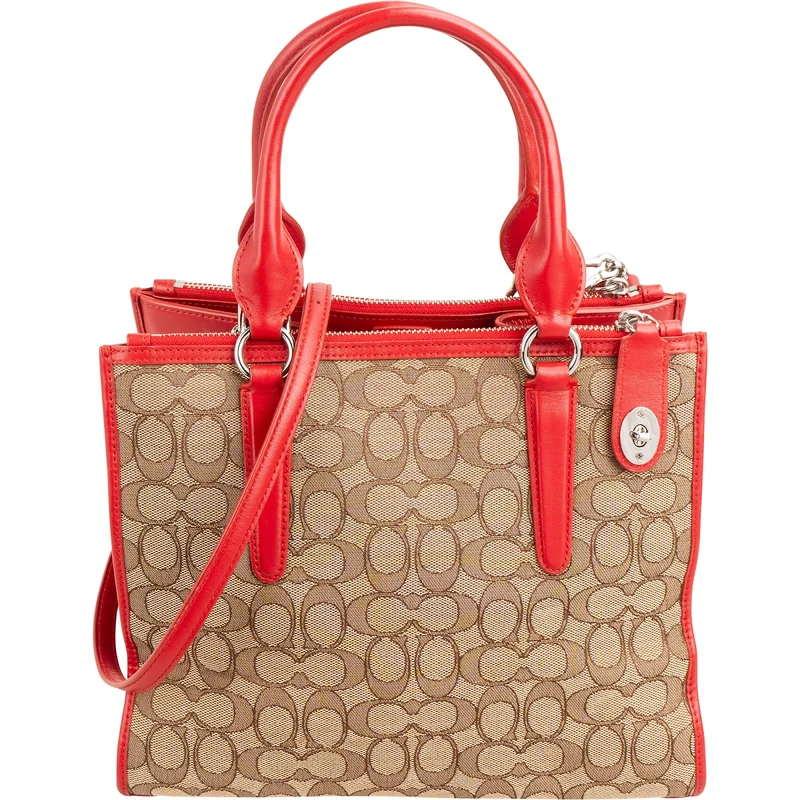 Coach Monogram Signature Canvas Turnlock Tote 26 Handbag
