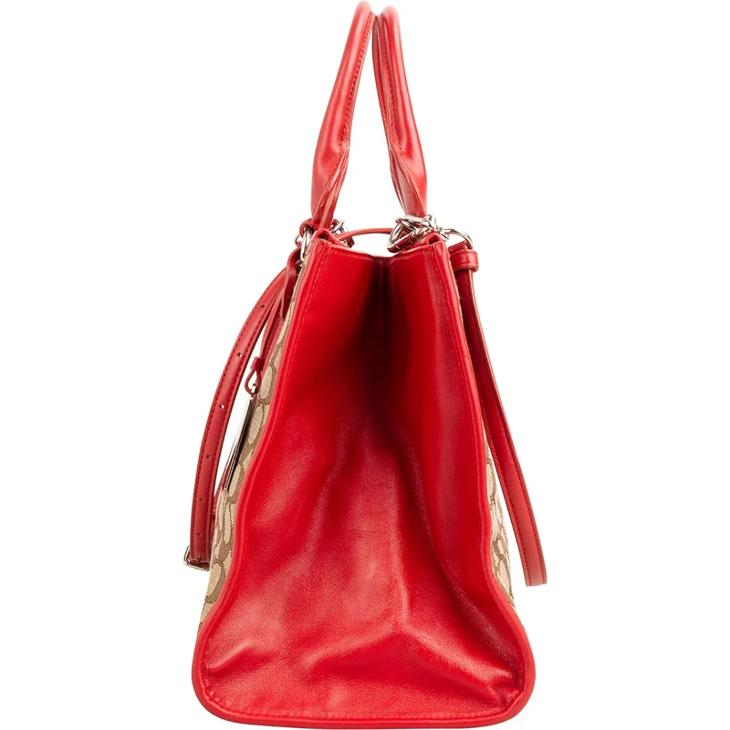 Coach Monogram Signature Canvas Turnlock Tote 26 Handbag