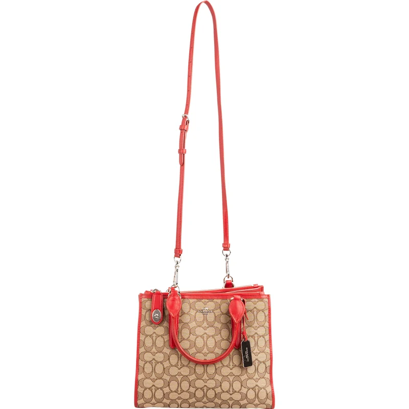 Coach Monogram Signature Canvas Turnlock Tote 26 Handbag