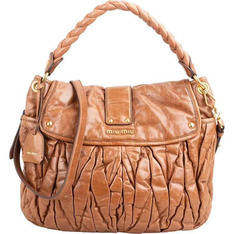 Miu Miu Vitello Lux Coffer Hobo Handbag