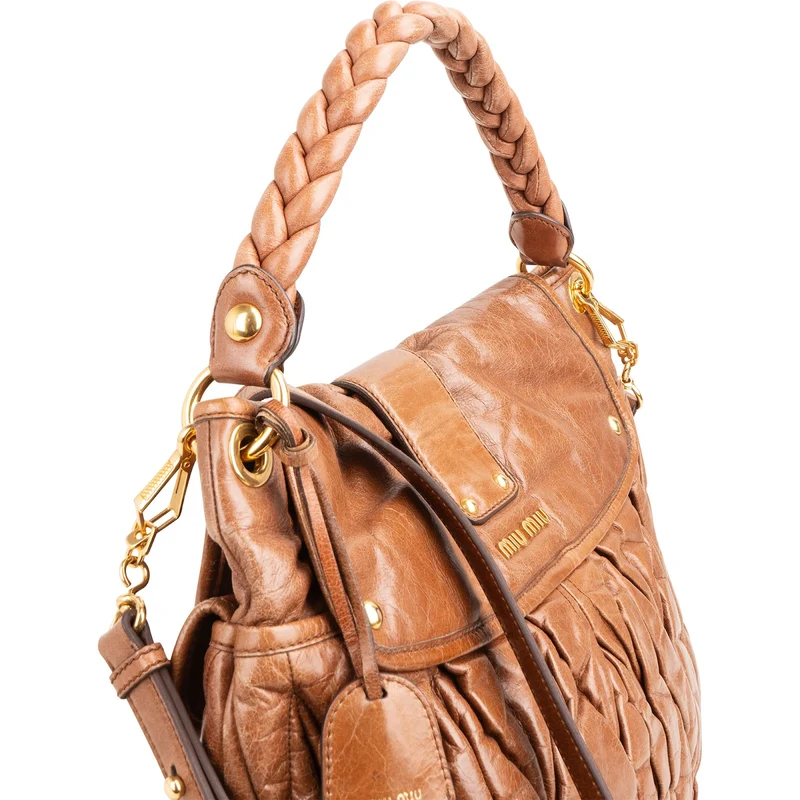 Miu Miu Vitello Lux Coffer Hobo Handbag
