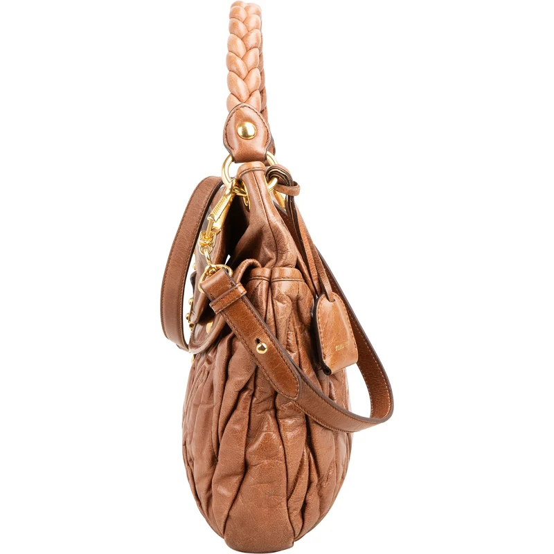 Miu Miu Vitello Lux Coffer Hobo Handbag