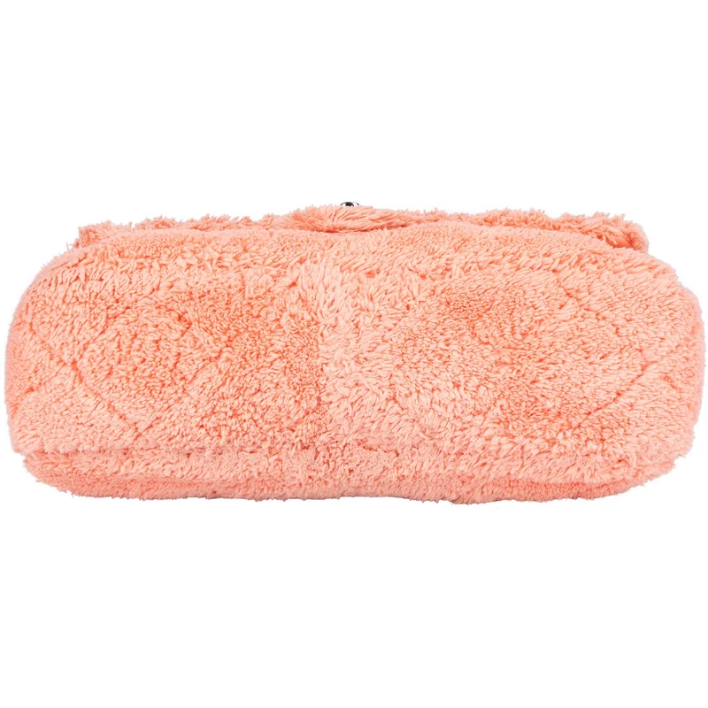 Chanel Pink Terry Cloth Coco Single Flap Shoulder Bag