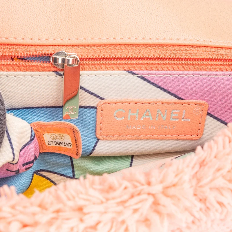 Chanel Pink Terry Cloth Coco Single Flap Shoulder Bag