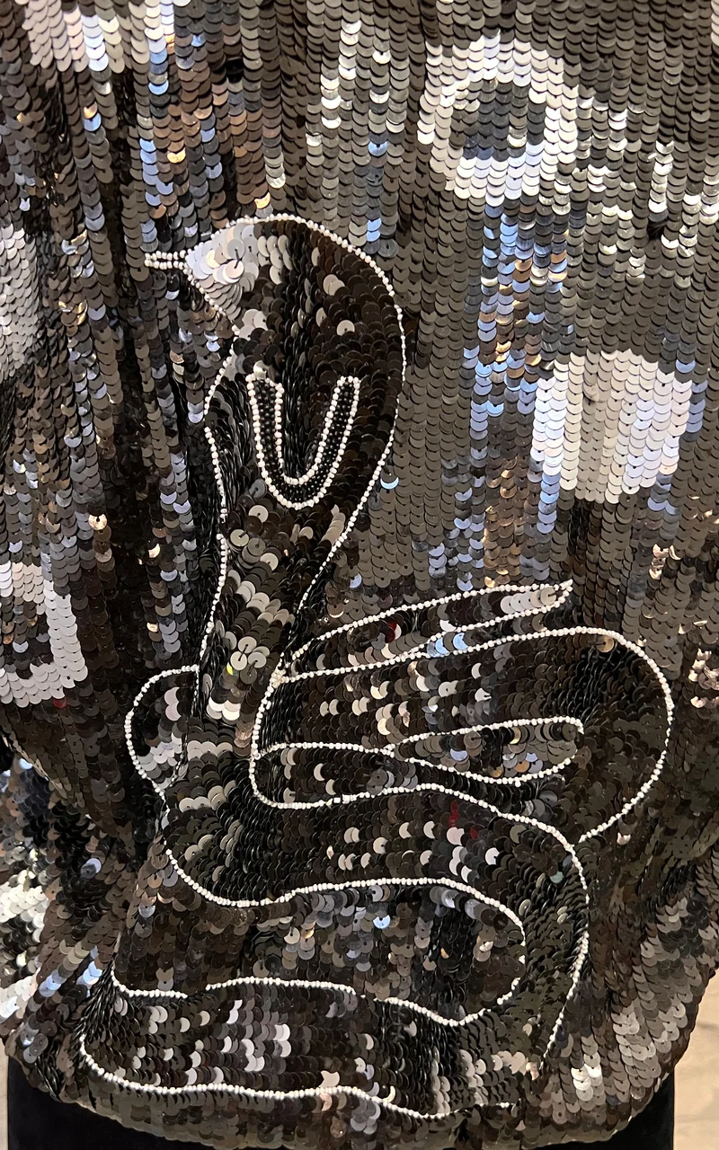 Vintage Snake Sequin Bomber Jacket