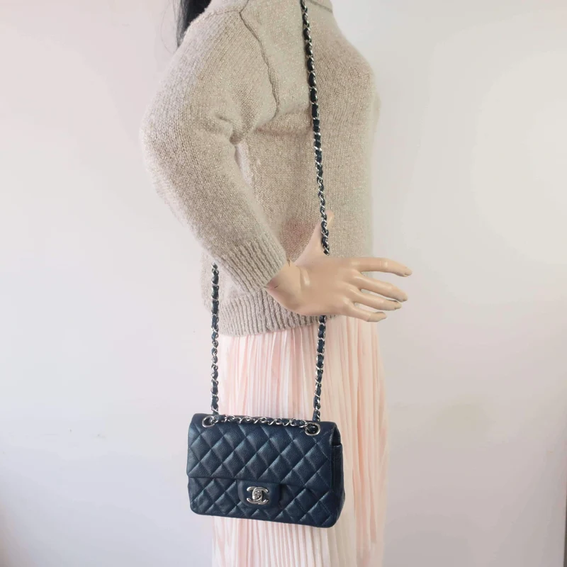 Chanel Mini Dark Blue Caviar 15 series