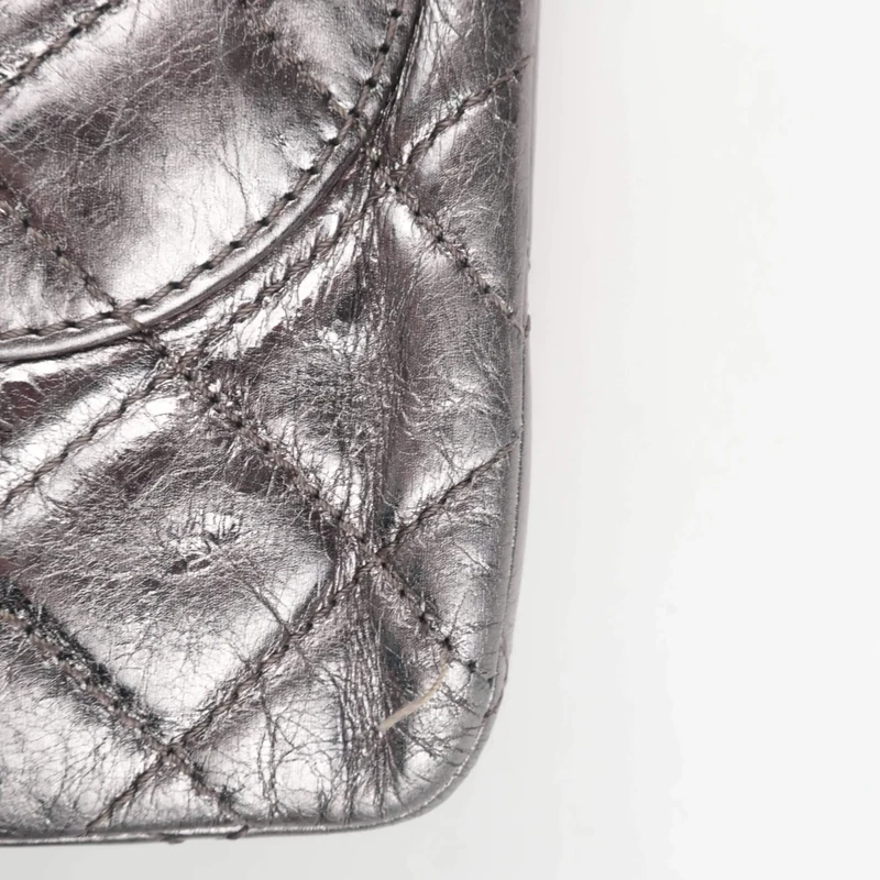 Chanel Silver Metallic Aged Calfskin 2.55 Reissue 227 Double Flap Bag, 2009