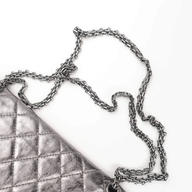 Chanel Silver Metallic Aged Calfskin 2.55 Reissue 227 Double Flap Bag, 2009