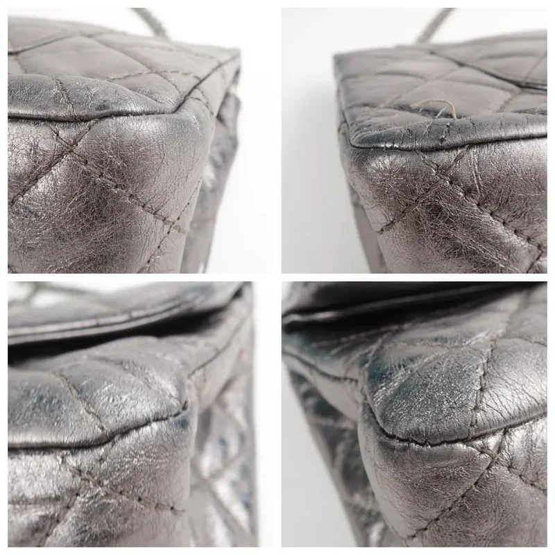 Chanel Silver Metallic Aged Calfskin 2.55 Reissue 227 Double Flap Bag, 2009