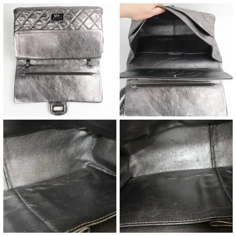 Chanel Silver Metallic Aged Calfskin 2.55 Reissue 227 Double Flap Bag, 2009