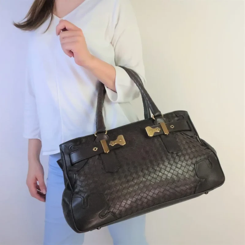 Bottega Veneta Intrecciatto Shoulder Hobo Brown bag