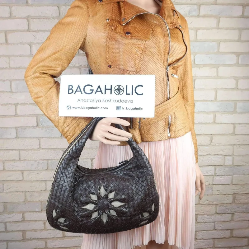 Bottega Veneta Intrecciatto Shoulder Hobo Brown bag