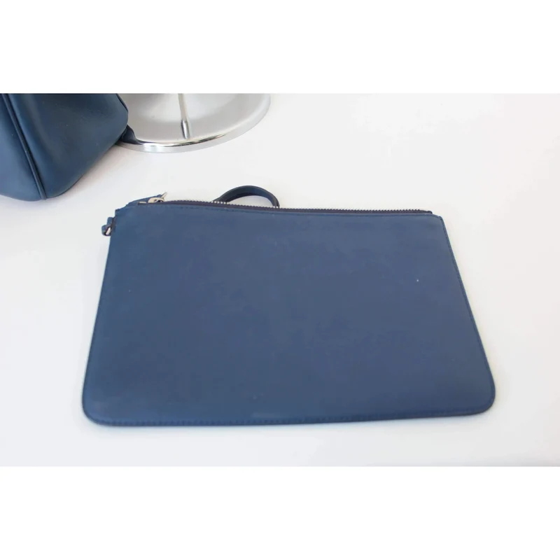 Dior Navy Blue/Light Pink Satin-Finish Calfskin Leather Large Diorissimo Tote Bag