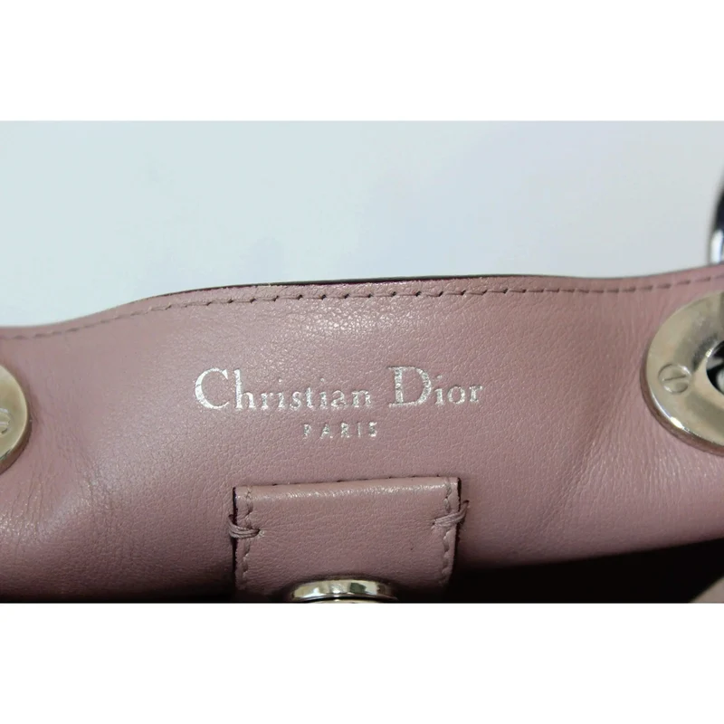 Dior Navy Blue/Light Pink Satin-Finish Calfskin Leather Large Diorissimo Tote Bag