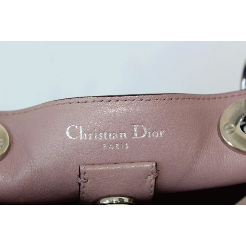 Dior Navy Blue/Light Pink Satin-Finish Calfskin Leather Large Diorissimo Tote Bag