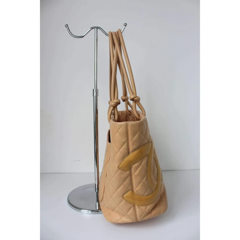 Chanel CC Cambon Beige Quilted Calfskin Shoppping Tote Large Bag