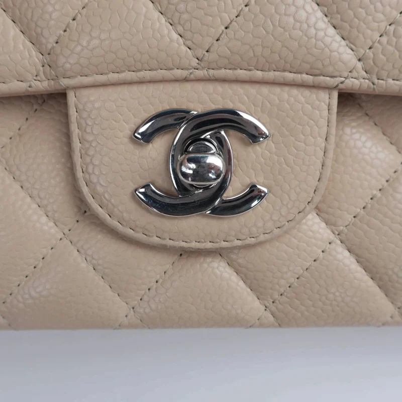 Chanel Classic Double Flap Beige Caviar Bag