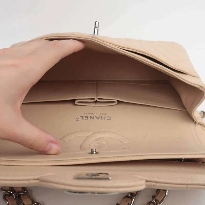 Chanel Classic Double Flap Beige Caviar Bag
