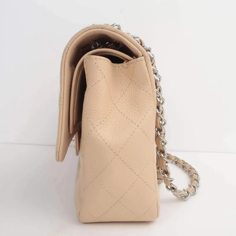 Chanel Classic Double Flap Beige Caviar Bag