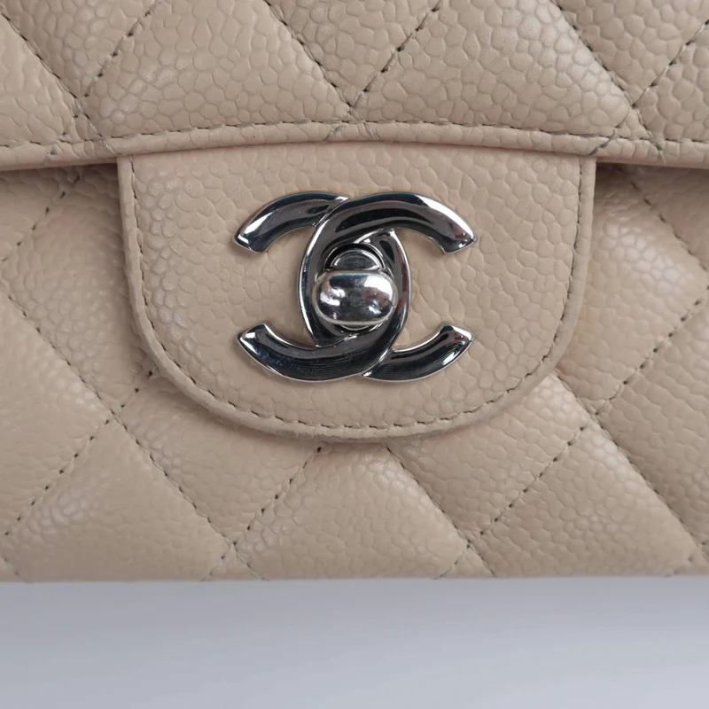Chanel Classic Double Flap Beige Caviar Bag