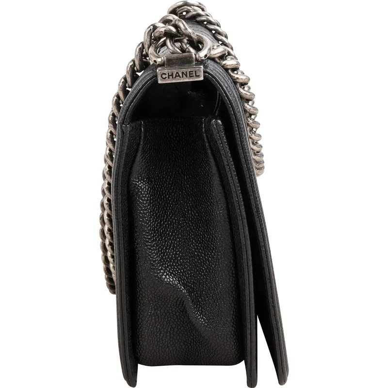 Chanel Quilted Caviar Leather New Medium Boy Single Flap Crossbody Bag