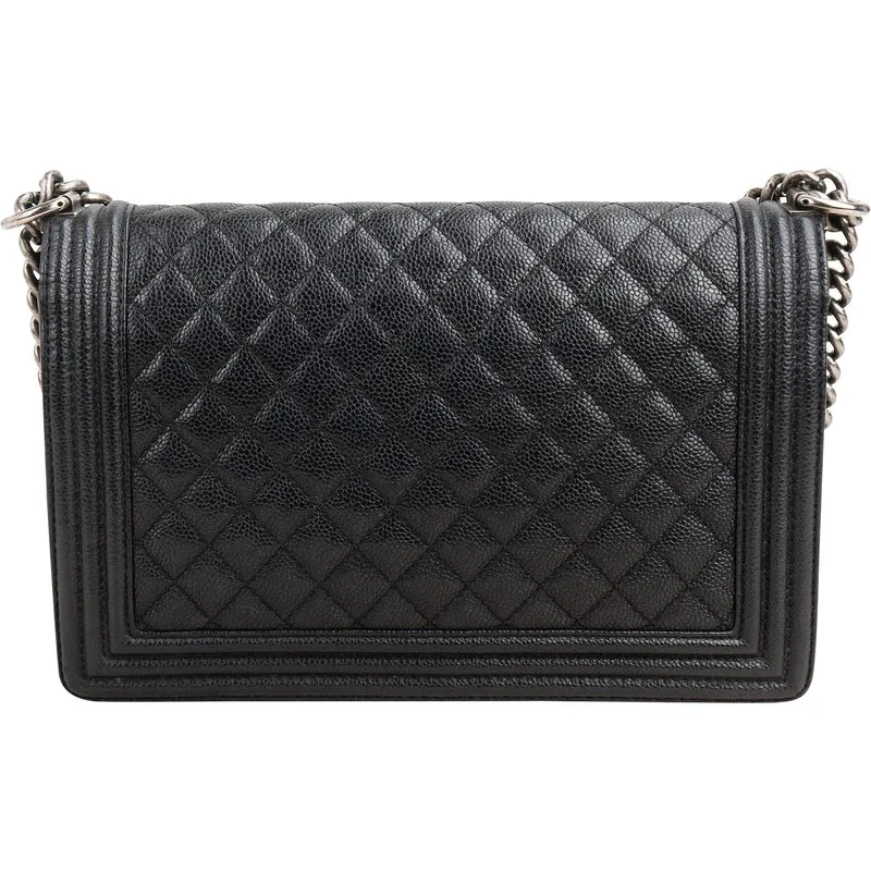 Chanel Quilted Caviar Leather New Medium Boy Single Flap Crossbody Bag
