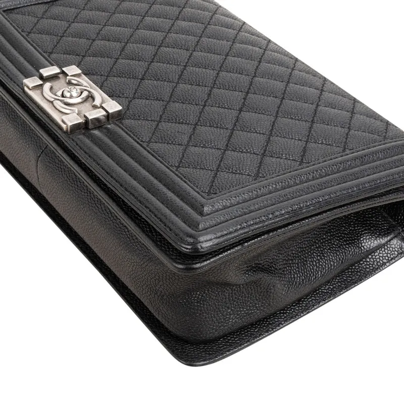 Chanel Quilted Caviar Leather New Medium Boy Single Flap Crossbody Bag